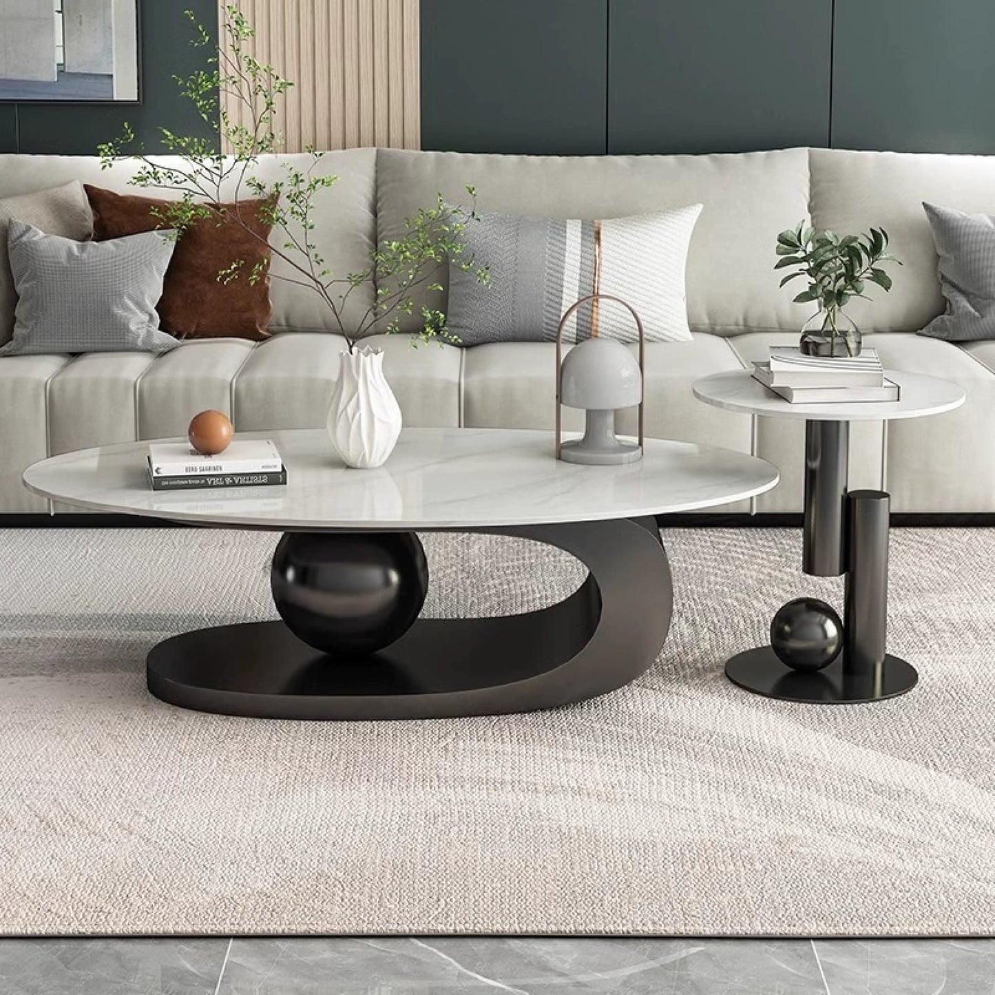 Luxury Marble Coffee Table with Golden Metal Bracket and Stone Worktop - Elegant Styling, Unique Design, Easy to Clean