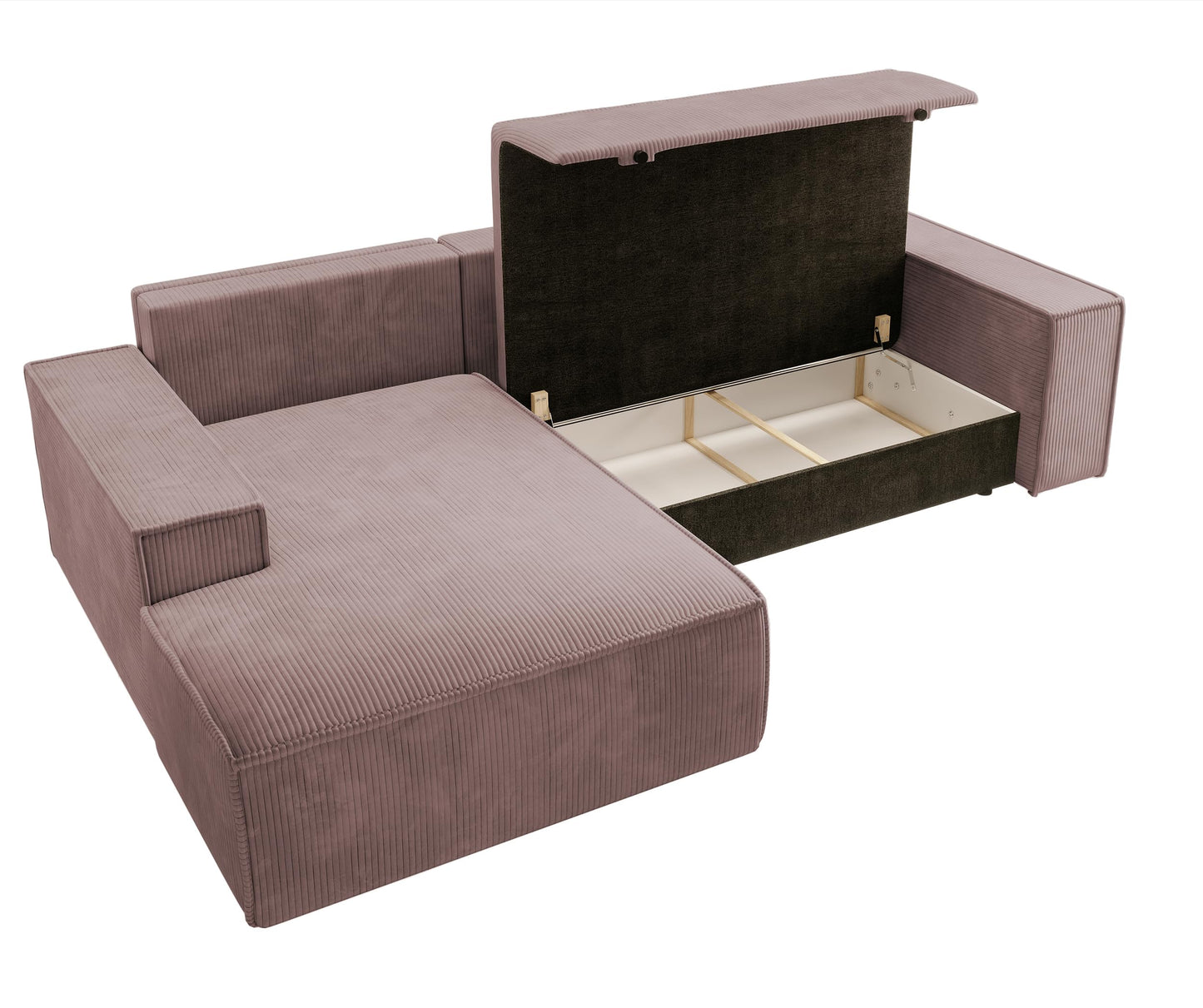 Selsey Sofa Corner Sofa Bed Couch with Storage Space Sleep Function Easy Care Polyurethane Foam L Shape Right Farese Beige Corduroy Look