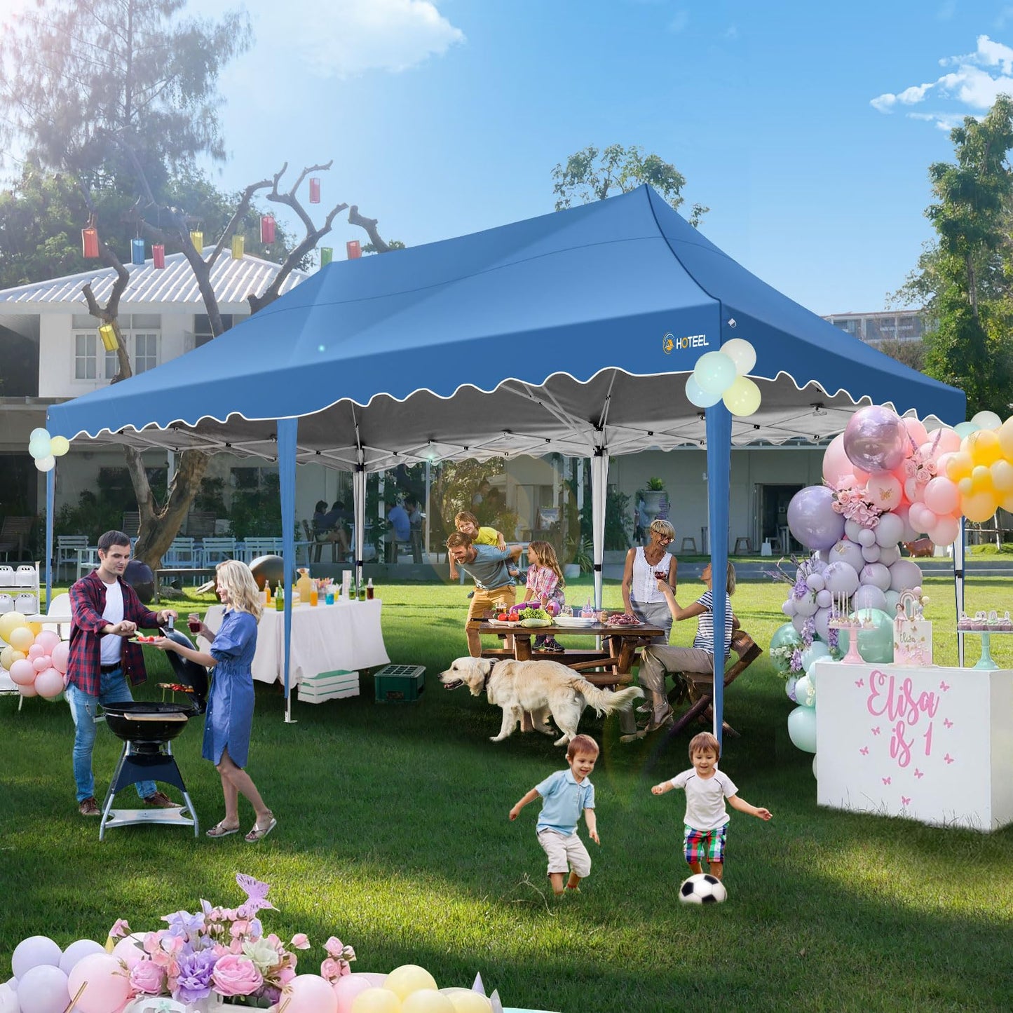 HOTEEL Gazebo 3 x 6 Waterproof Stable with 6 Removable Side Walls, Wave Hem Roof Party Tent 3 x 6 with Wheel Bag and 4 Sand Bags, Folding Gazebo 3 x 6 Parasol for Wedding Market (Grey)