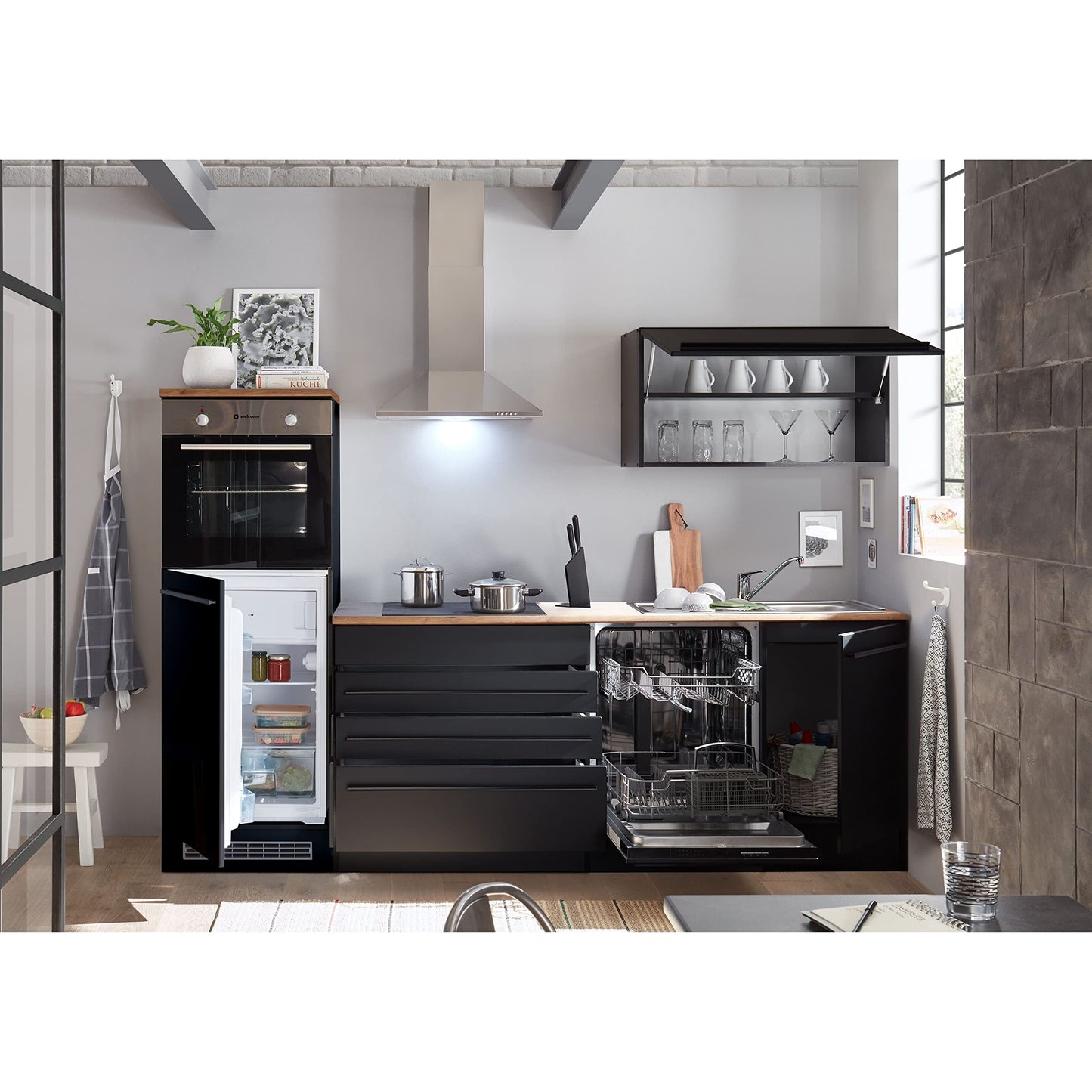 Jazz 84-131-18 Kitchen Unit without Appliances Approx. 260 x 200 x 60 cm Black