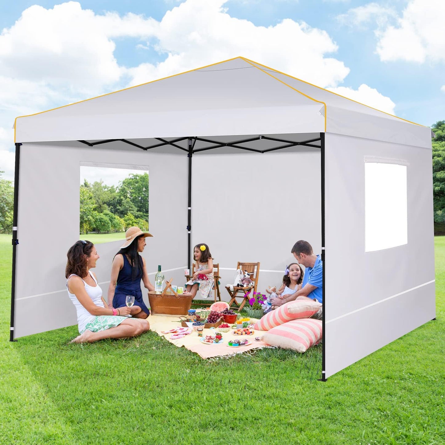 COBIZI Pavillon 3x6,Faltpavillon 3x6 Wasserdicht Stabil Winterfest, Sofort aufklappbare Vordächer Outdoor Gartenzelt mit 6 Seitenteilen, für Party Garten Festival, Weiß