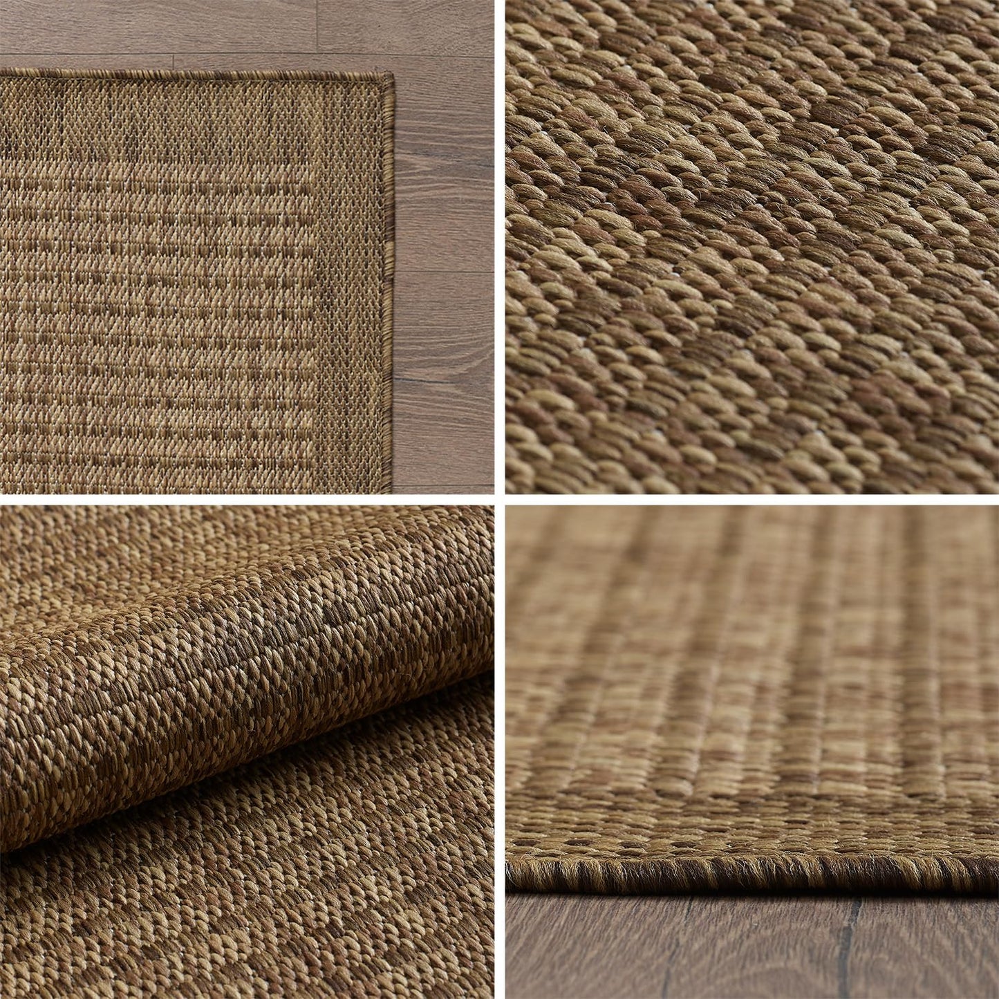 SIMPEX Outdoor Weatherproof Rug for Patio, Balcony, Garden, Kitchen, Plain Design, Flat Weave, Sisal Look, Washable Rug, Size: 140 x 200 cm, Colour: Beige