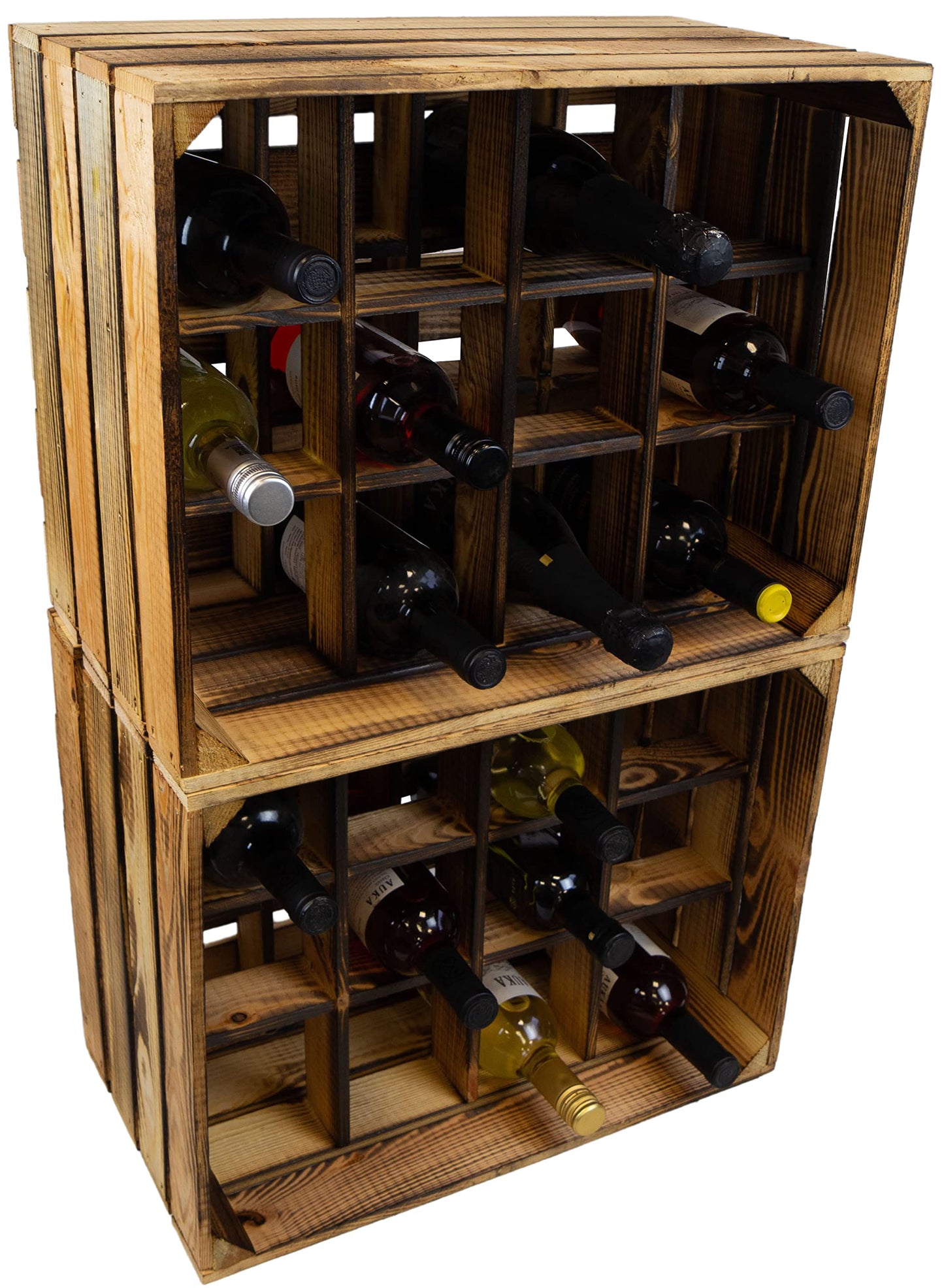 Kistenkolli Altes Land Bottle Rack, Henry, Natural, Flamed, Dimensions Approx. 50 x 40 x 30 cm, wine rack