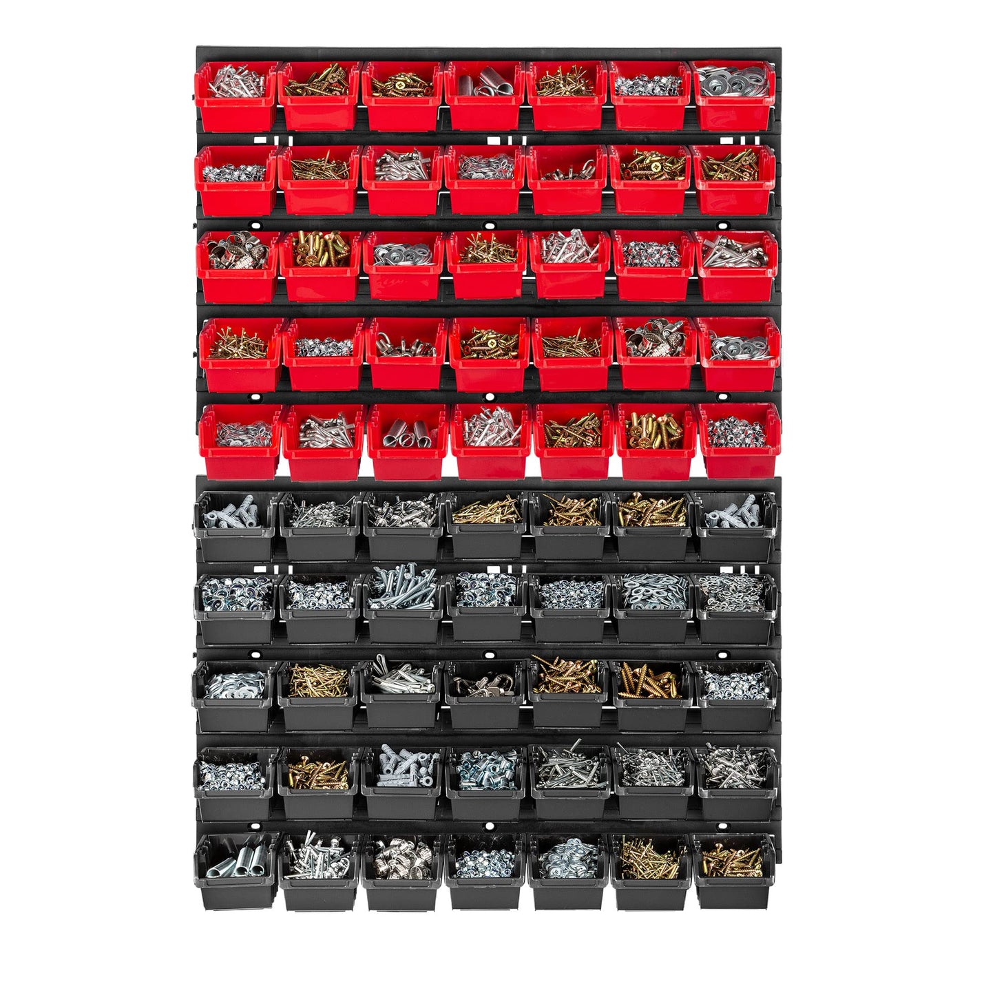 KADAX Workshop Wall Shelf, 58 x 78 cm Storage System Made of Robust Plastic, UV-Resistant Workshop Shelf, Expandable Wall Plates, Shed Rack for Garage (Black, 50 Pieces v2)