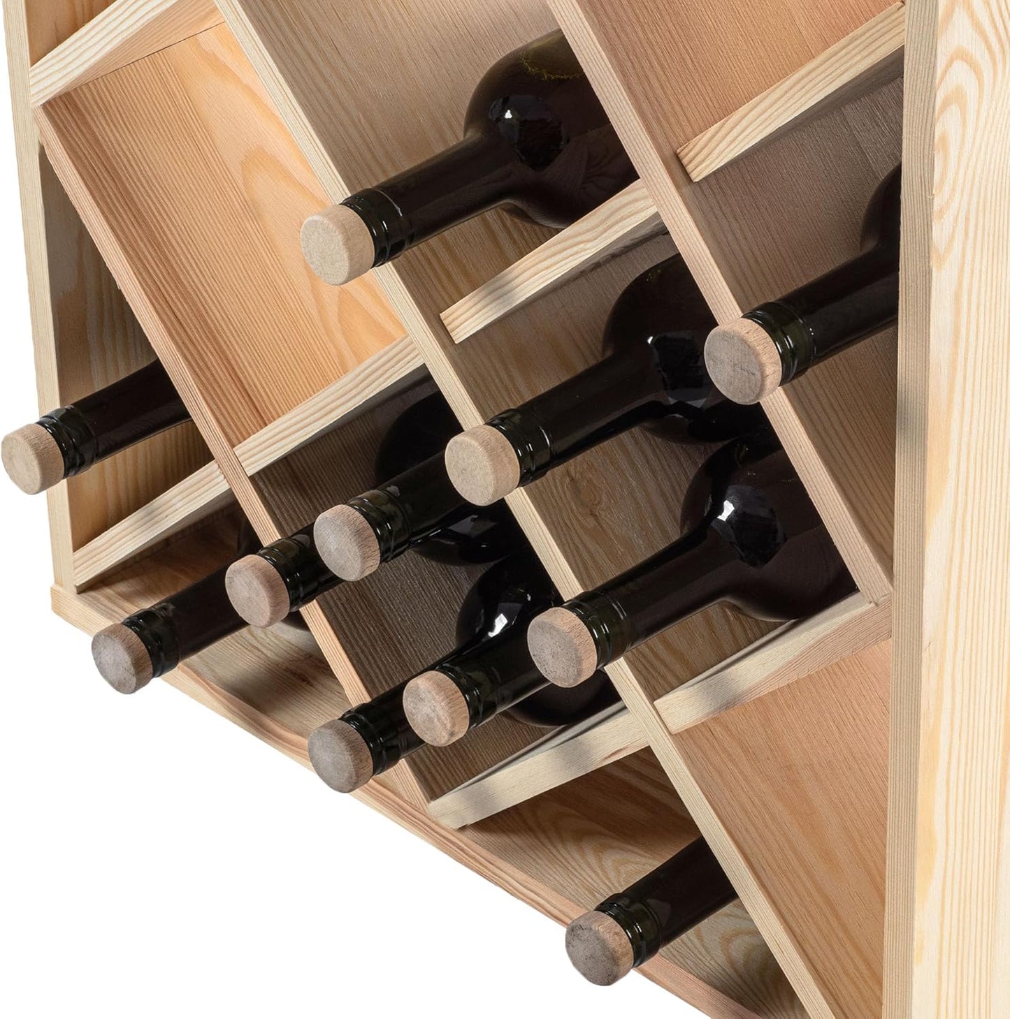 KADAX Wooden Wine Rack, 52 x 25.5 x 104 cm, Large Bottle Rack for Many Wine Bottles, Stackable Wine Stand, Shelf for Bottles, Rustic Wine Cabinet, Sturdy, Space-Saving, Made in EU