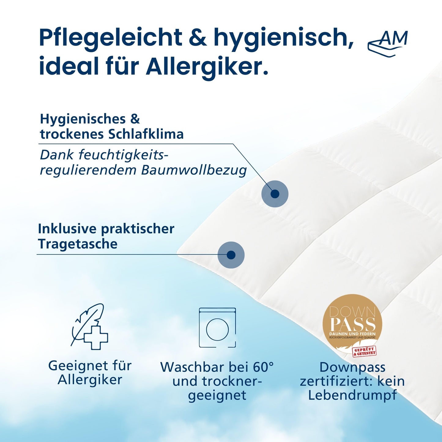 100% down - high-quality down duvet 135 x 200 cm for the transitional period - warm transition duvet 135 x 200 - for spring and autumn - cotton inlay