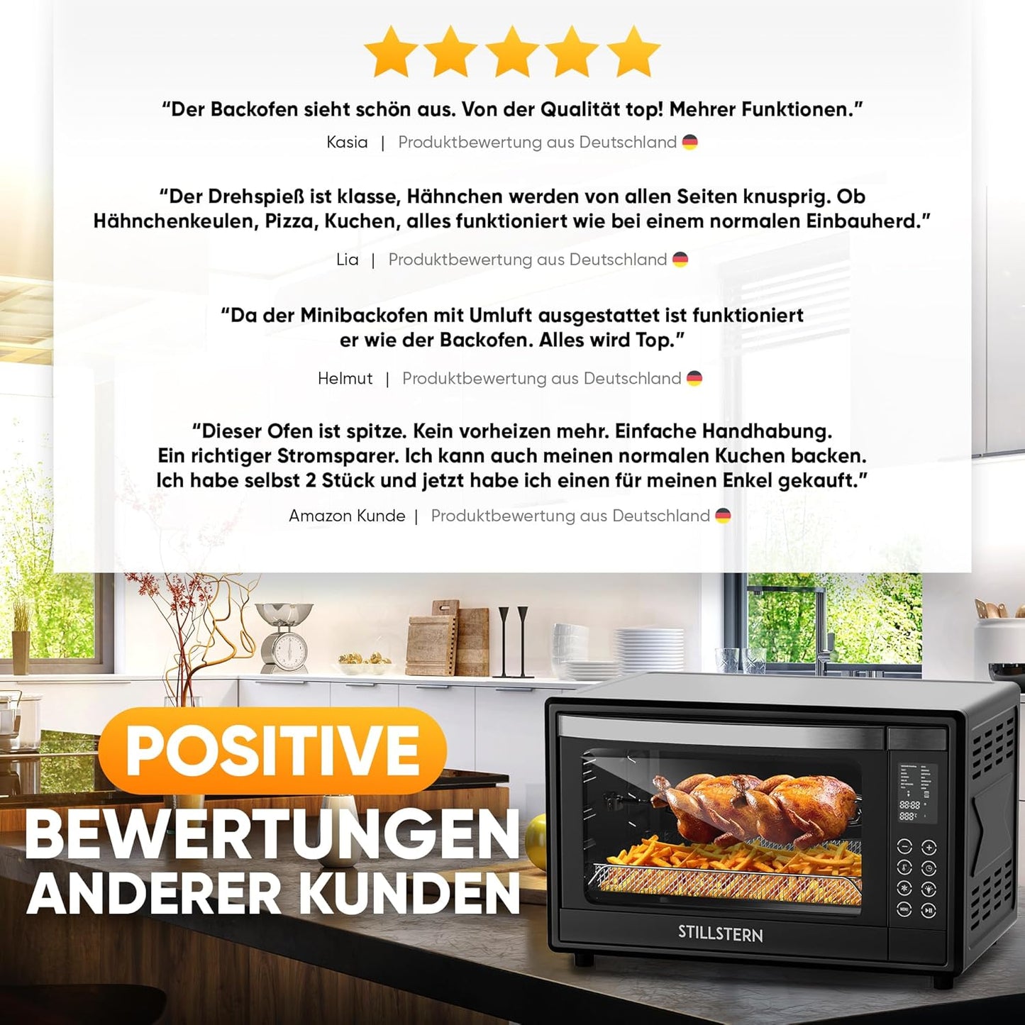 Digital Mini Oven With Convection (35 Litres) Oven Gloves ✓ Recipe Book ✓ Double Glass Door ✓ 1600W ✓ LED Display ✓ 13 Programmes ✓ Rotating Spit ✓ Crumb Tray ✓ Timer ✓ Interior lighting
