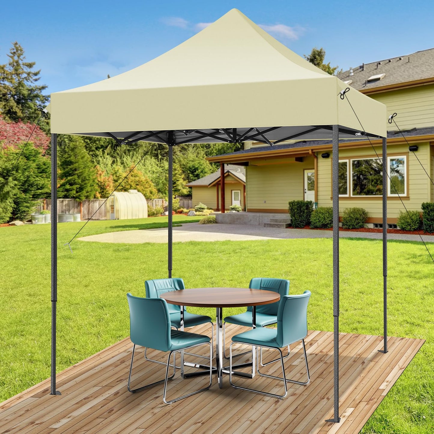 Tooluck Folding Gazebo, 3 x 4.5 m, Waterproof, Stable, Outdoor, Garden Party Tent, UV Protection 50+, with 4 Side Panels, Grey
