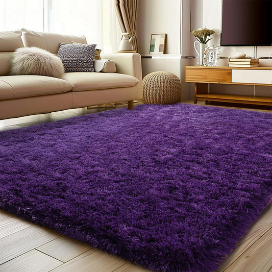 BSGIFT High Pile Rug, Grey, 160 x 230 cm, Shaggy Long Pile Fluffy Rug, Living Room, Modern Living Room Rug, Bed Rug, High-Pile Carpet, Non-Slip for Bedroom, Children's Room