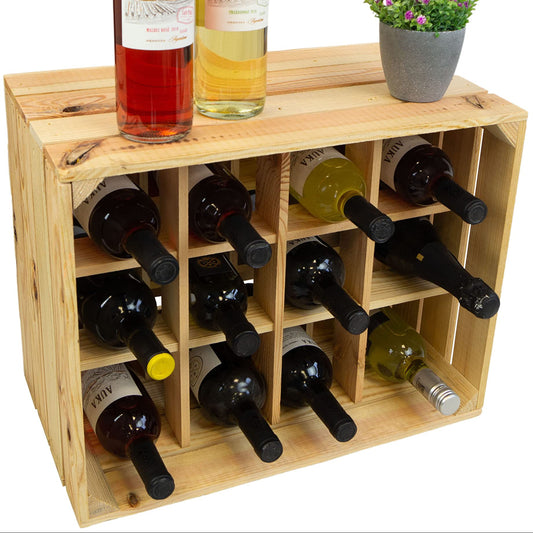 Kistenkolli Altes Land Bottle Rack, Henry, Natural, Flamed, Dimensions Approx. 50 x 40 x 30 cm, wine rack