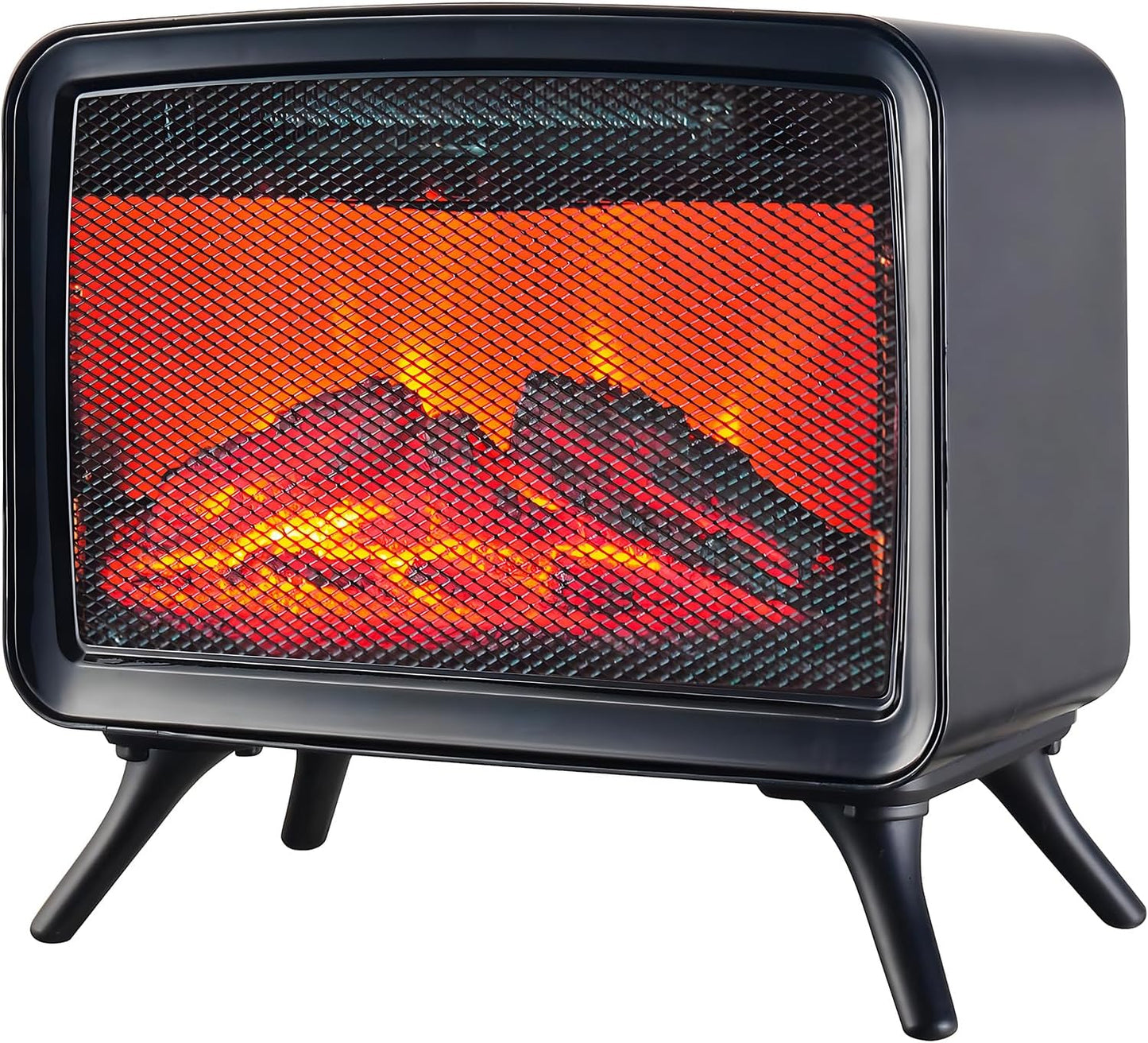 Wintem Electric Fireplace with Realistic Flame Effect, 34 x 18 x 30 cm, Power and Adjustable Thermostat 800/1600 W, Ideal for a Cosy Atmosphere with Overheating Protection