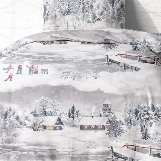 Träumschön Flannelette Bed Linen 135 x 200 cm 2-Piece Cuddly Bed Linen Snow Landscape 100% Cotton Ideal for Winter, 135 x 200 cm
