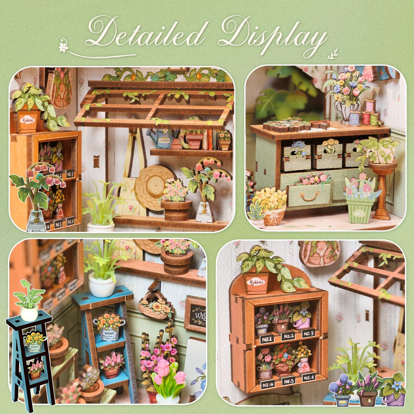CUTEBEE Book Nook Kit – DIY Puppenhaus Häuser, Miniatur Haus Selber Bauen für Erwachsene, 3D-Holzpuzzle & Buchstütze | Kreatives Set für Bücherregal Dekor | Geschenk,199 PCS (Champs-Élysées Florist)