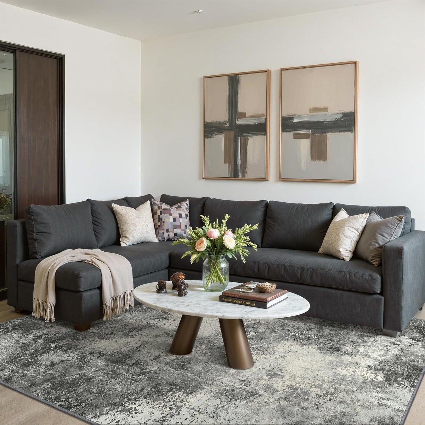 BEIMO Waschbarer Teppich Wohnzimmer, Abstrakt Design Teppich Schlafzimmer Kurzflor, Groß Teppiche rutschfest Weiche für Badezimmer Esszimmer Flur, 120x170cm