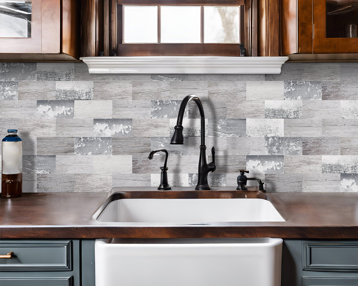 DEWOO Pack of 20 Wall Tiles, Wall Panels, Metro Tiles, Kitchen Splashback, Wall Plate, Self-Adhesive Tiles, Grey, Kitchen, Bathroom, (34 x 29 cm)