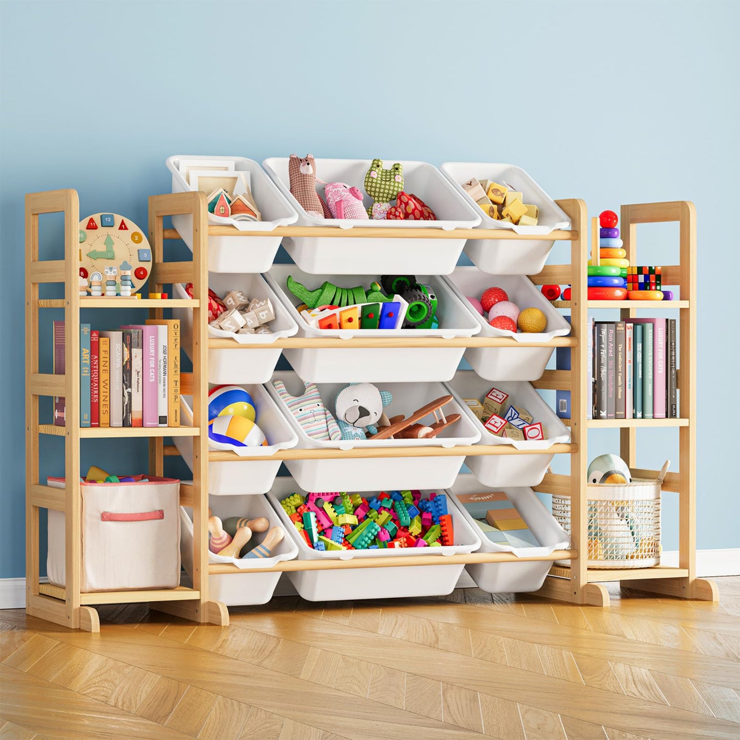 SpaceAid Toy Storage Organizer with 6 Shelves and 12 Bins Toy Organizer Bookcase Kids Bin Rack Toy Box Bookshelf for Bedroom Playroom