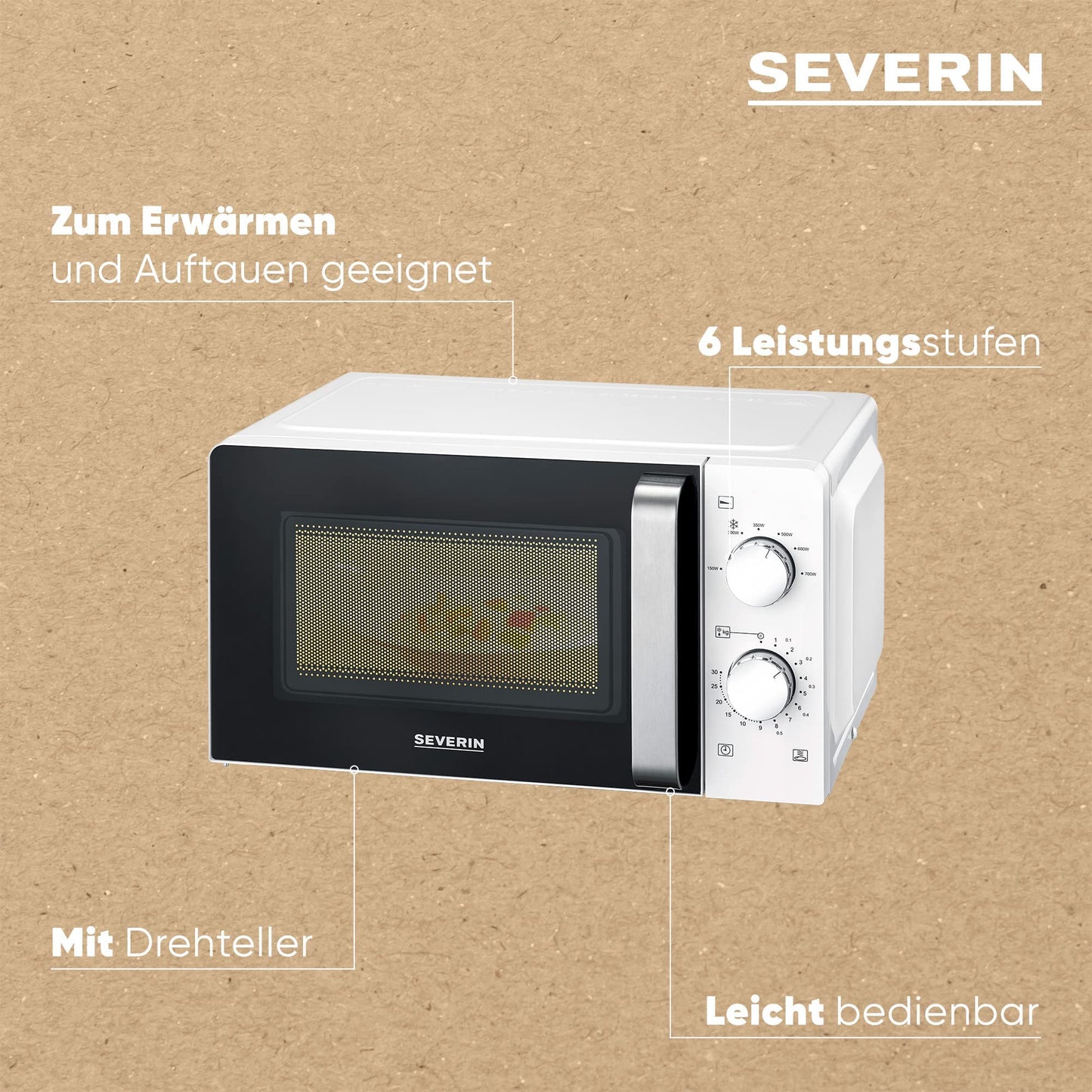 SEVERIN MW 9180 Solo, for Defrosting and Heating, Microwave Device with Turntable and 6 Power Levels, Design - Black Complete, 700 W, 19 L Capacity