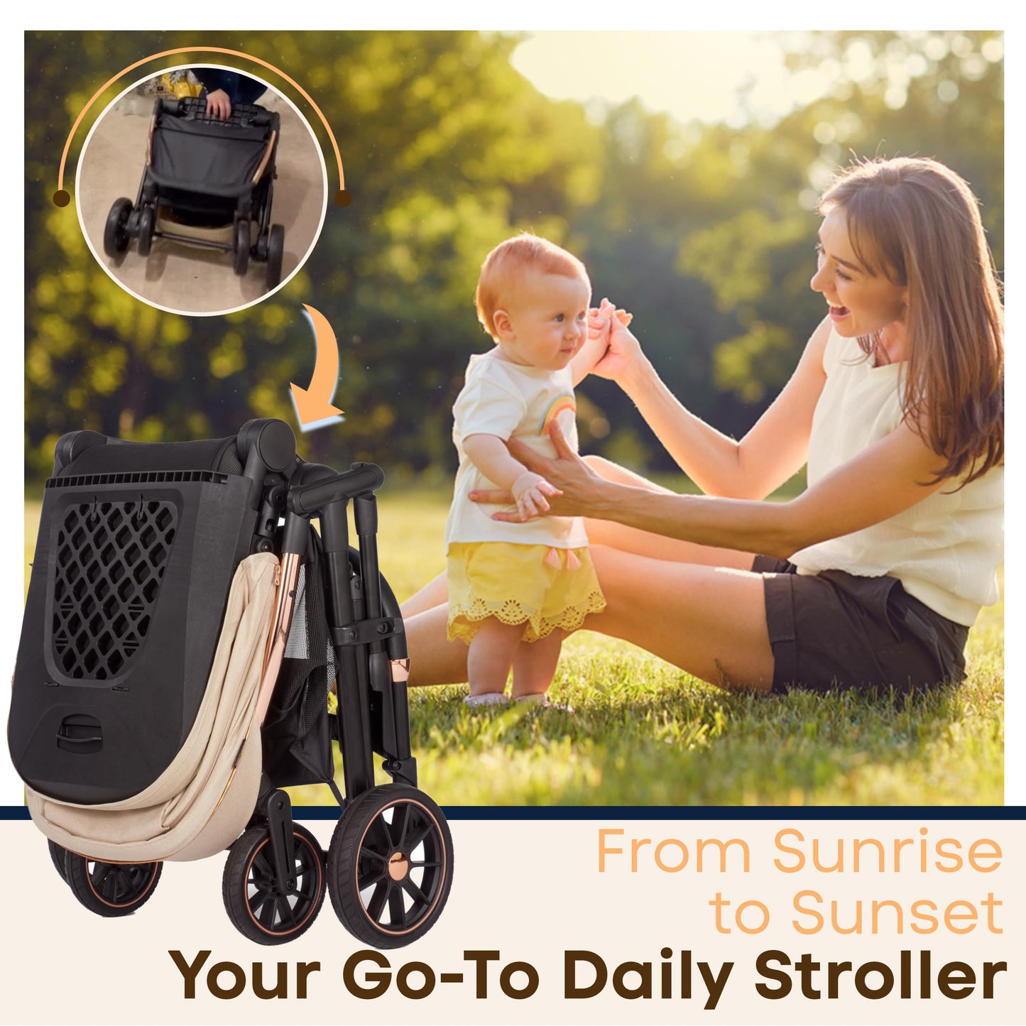 Lejoux + Baby Pushchair (Beige)