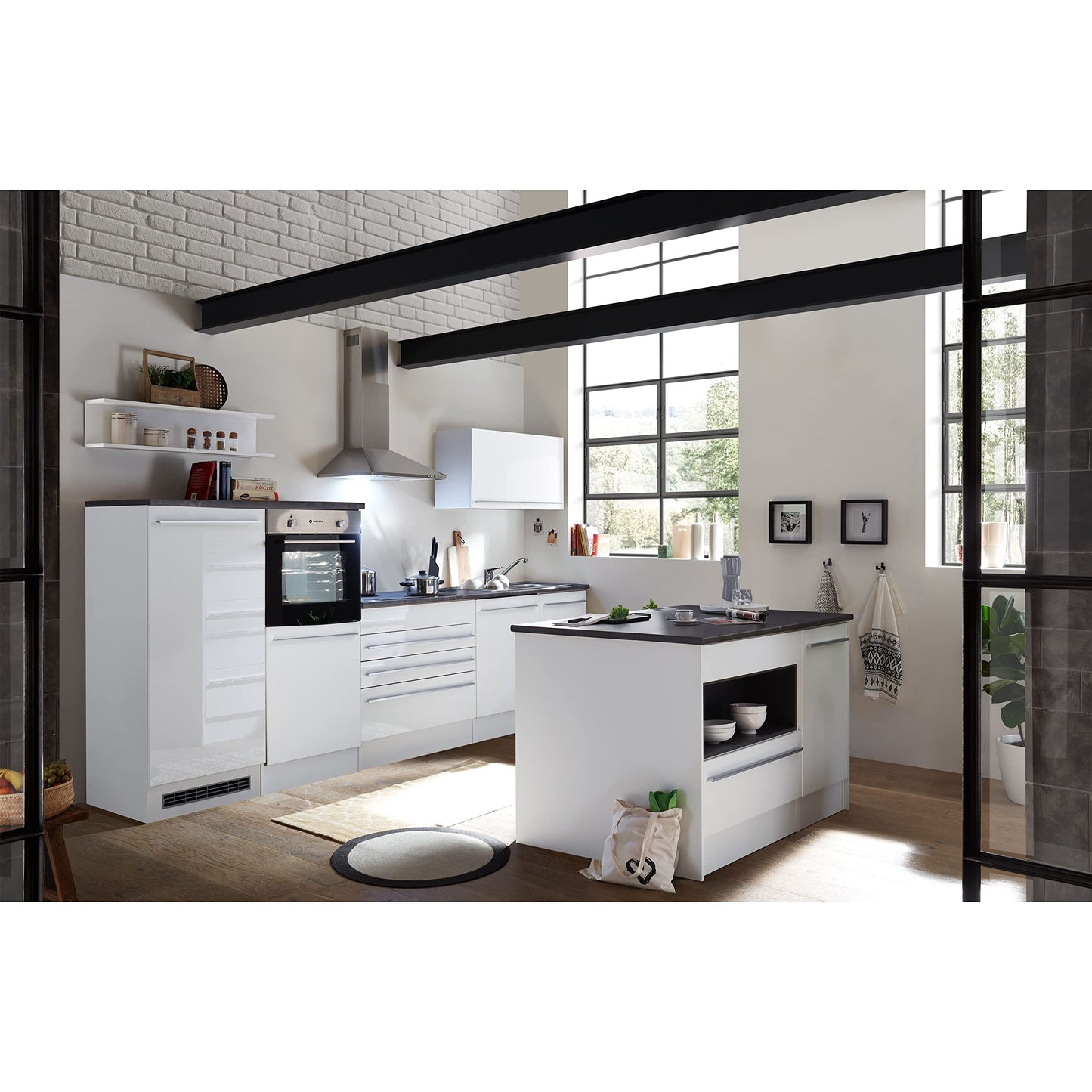 Jazz 84-129-18 Kitchen Unit without Appliances Approx. 320 x 200 x 60 cm Black