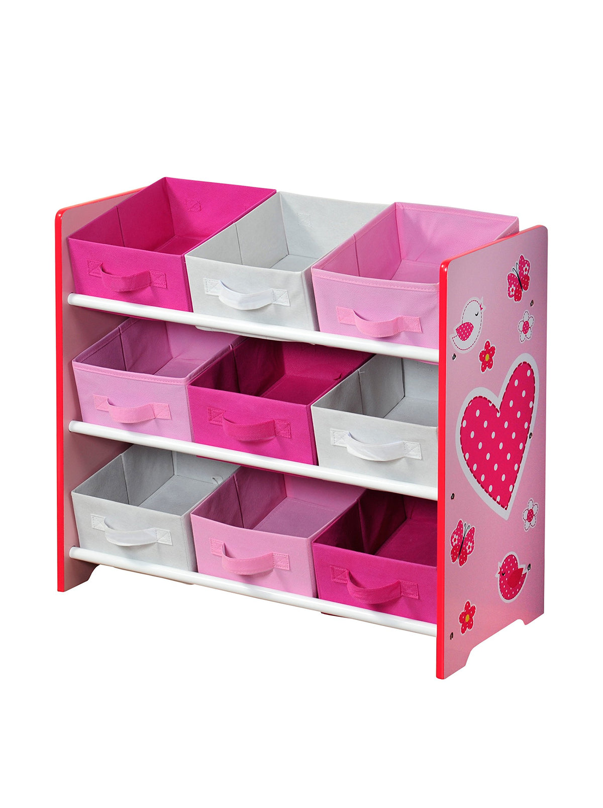 Kesper 17725 Children's Storage Shelf with 9 Textile Drawers Dinosaur Motif
