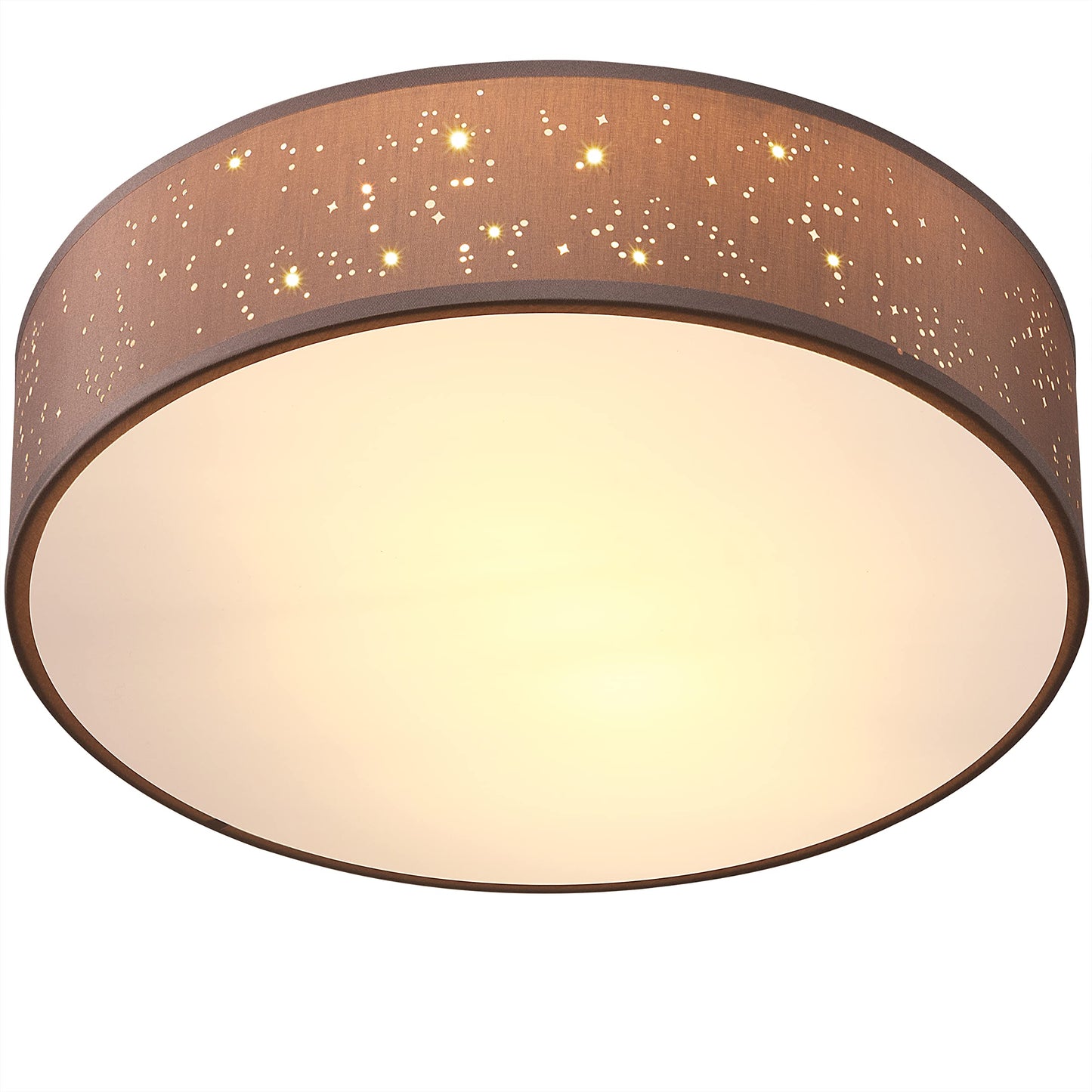 MONZANA® Ceiling Light Starry Sky Living Room Bedroom E27 Grey Round 38 cm Fabric Shade 2 Bulbs 40 W Kitchen Lamp Ceiling Light Fabric Ceiling Lamp