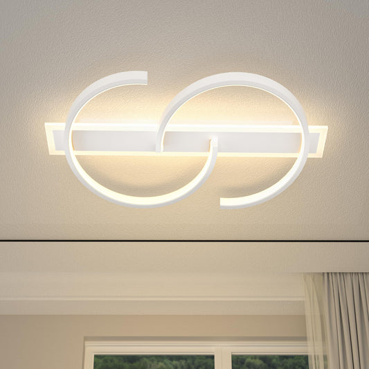 LUOLONG LED Deckenleuchte Dimmbar Deckenlampe Schwarz Wohnzimmerlampe 35W mit Fernbedienung 2-Ringen kreis Deckenleuchte Schlafzimmerlampe Arbeitzimmer Büro Modern Led deckenbeleuchtung-40cm Schwarz