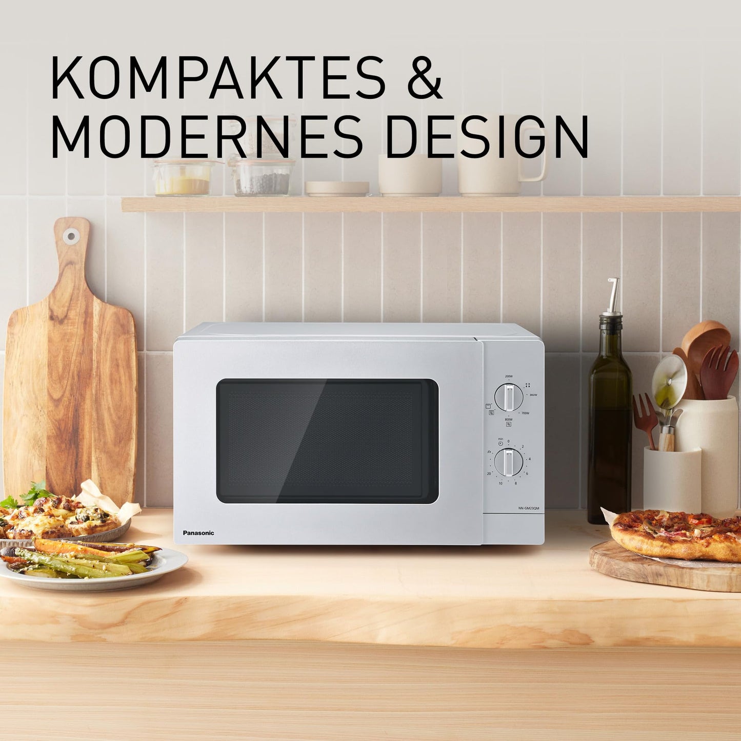 Panasonic NN-ST21QWEPG 20L Solo Microwave with Turntable, 800W, Automatic Defrost, 11 Automatic Programmes, LED Display, 5 Power Levels, Digital Timer, White