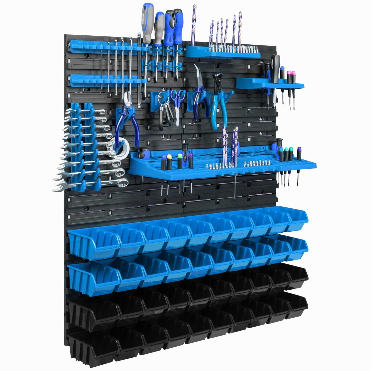 botle 24 Stacking Boxes Wall Shelf Plastic 77 x 78 cm Tool Holder Workshop Garage Storage System Storage Boxes Chute