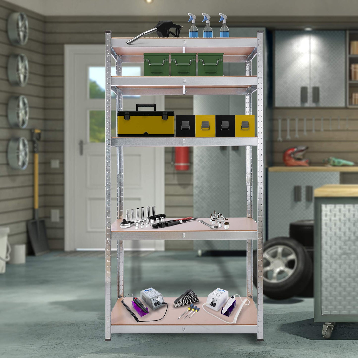 Arebos Heavy Duty Shelves in Various Sizes, Max. 875 kg Load Capacity, Easy Installation Thanks to Plug-in System