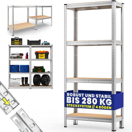 Monzana® Heavy Duty Shelving Unit 160 x 90 x 40 cm 700 kg 4 MDF Shelving Unit Storage Shelving Basement Shelving Workshop Shelving Unit