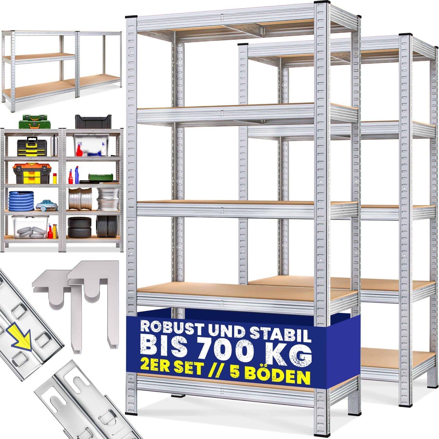 Monzana® 2 x Heavy Duty Shelving Unit 180 x 90 x 40 cm Red 1750 kg 10 MDF Panels Mounting Material Cellar Shelving Storage Shelving Metal Shelf Workshop Shelf