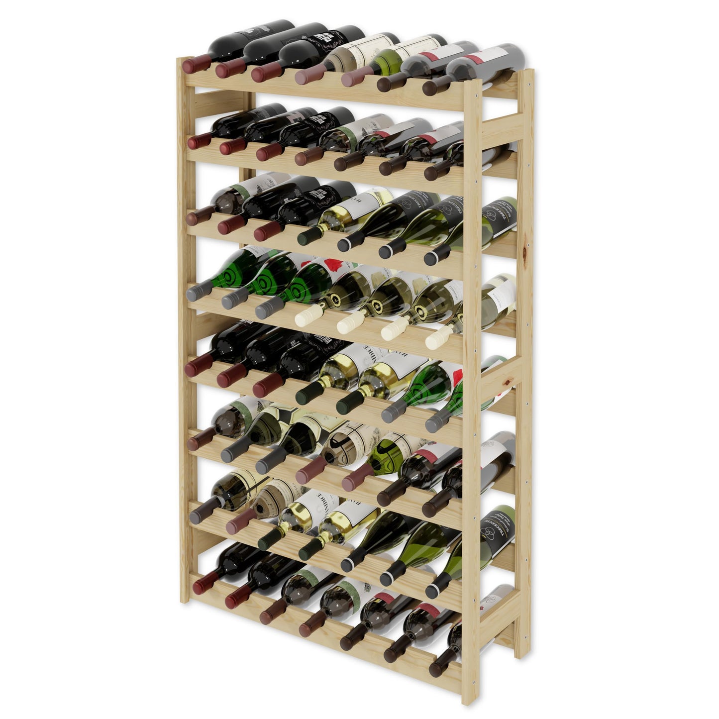 Lenmar, Wooden Wine Rack for Bottles, Natural, RW-1, Wine, Bottle Rack, Cellar Rack, Shelves, Bottle Holder (Natural, RW-1-42, 102 x 63 x 25, Brown, Holds 42 Bottles)