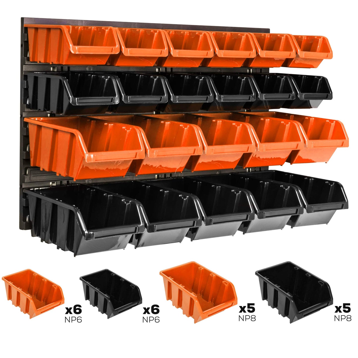 botle Storage System Wall Shelf 576 x 390 mm, Pack of 35 Boxes, Stacking Boxes, Storage Boxes, Extra Strong Wall Plates, Expandable Shelf, Workshop Shelf, Storage Shelf, Workshop Wall Shelf, Boltless