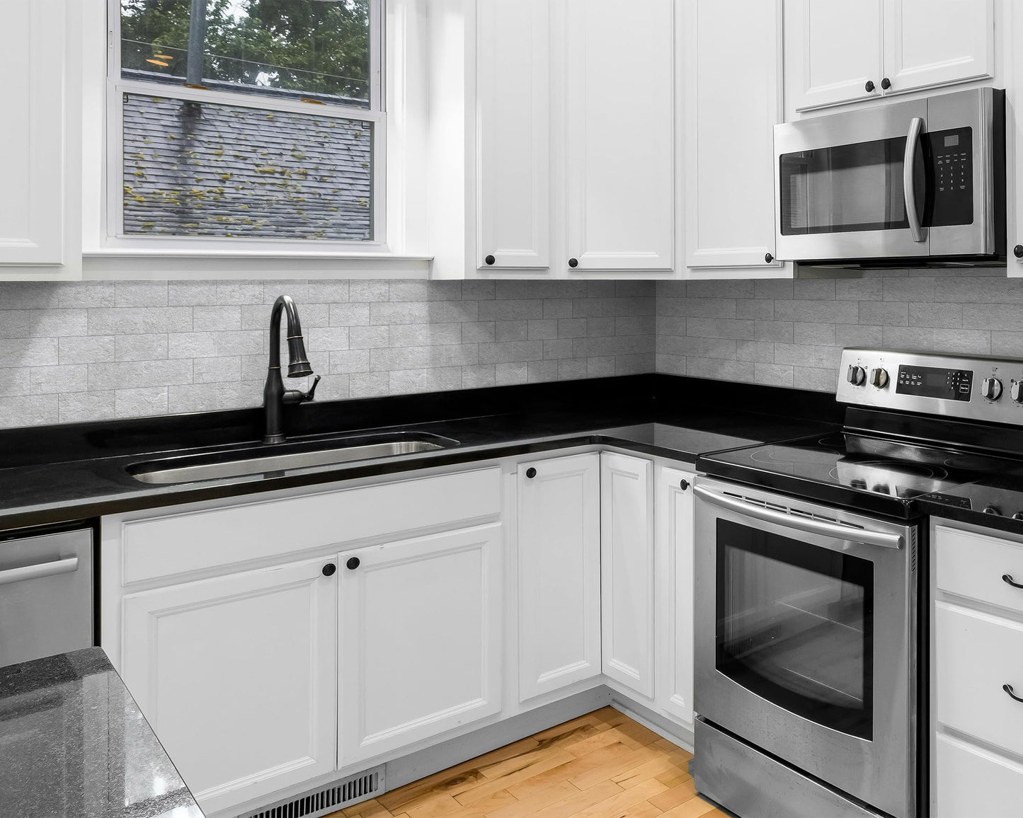 DEWOO Pack of 20 Wall Tiles, Wall Panels, Metro Tiles, Kitchen Splashback, Wall Plate, Self-Adhesive Tiles, Grey, Kitchen, Bathroom, (34 x 29 cm)