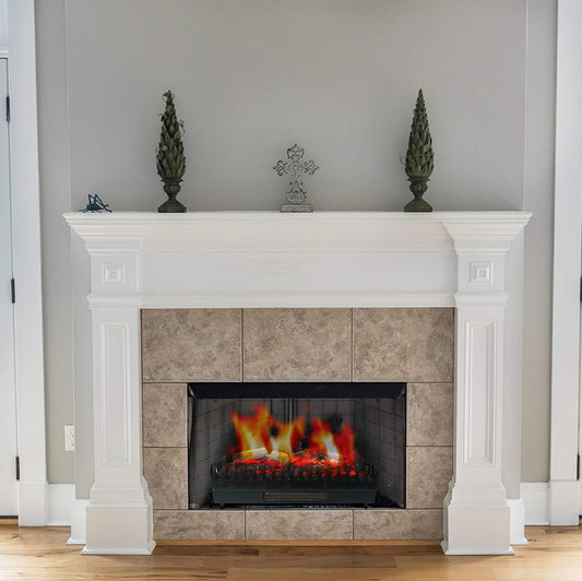 CHEMIN'ARTE Electric Fireplace with Heating, Electric Solo Stand, 67 x 23 x 24 cm, Fireplace with Realistic Flame Effect for Living Room and All Interior Areas, LED Lamps, Freestanding Electric