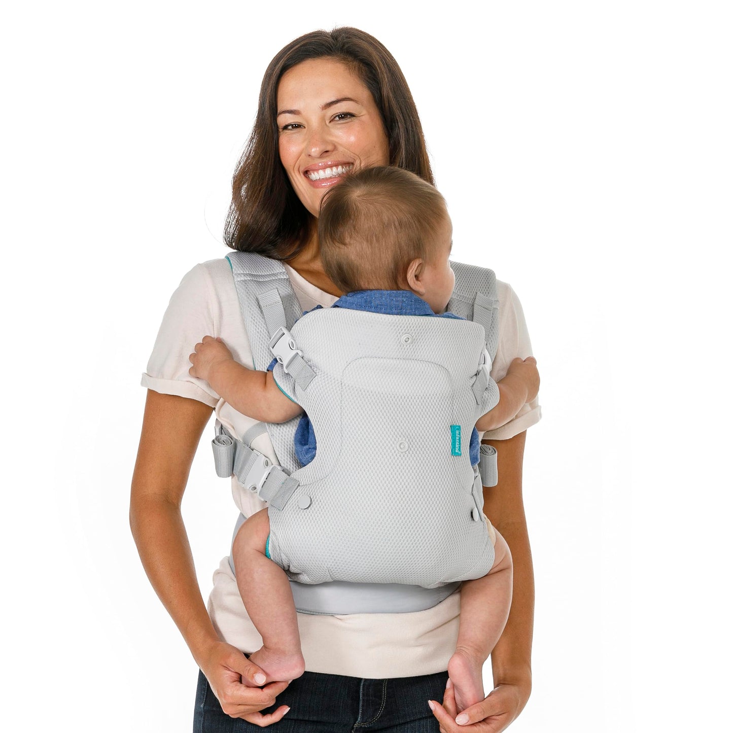Infantino Flip Advanced 4-in-1 Ergonomic Convertible Baby Carrier with Inside and Out View, Front and Back, Portable for Newborns to Toddlers from 8-32 lbs, Grey