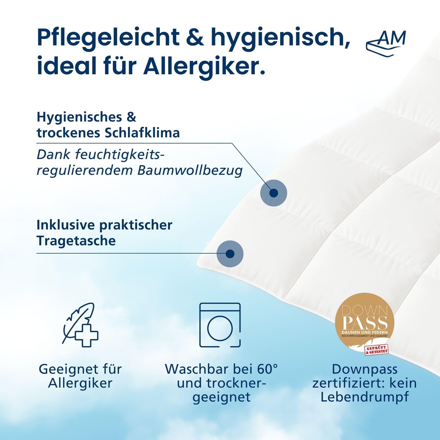 100% down - high-quality down duvet 135 x 200 cm for the transitional period - warm transition duvet 135 x 200 - for spring and autumn - cotton inlay