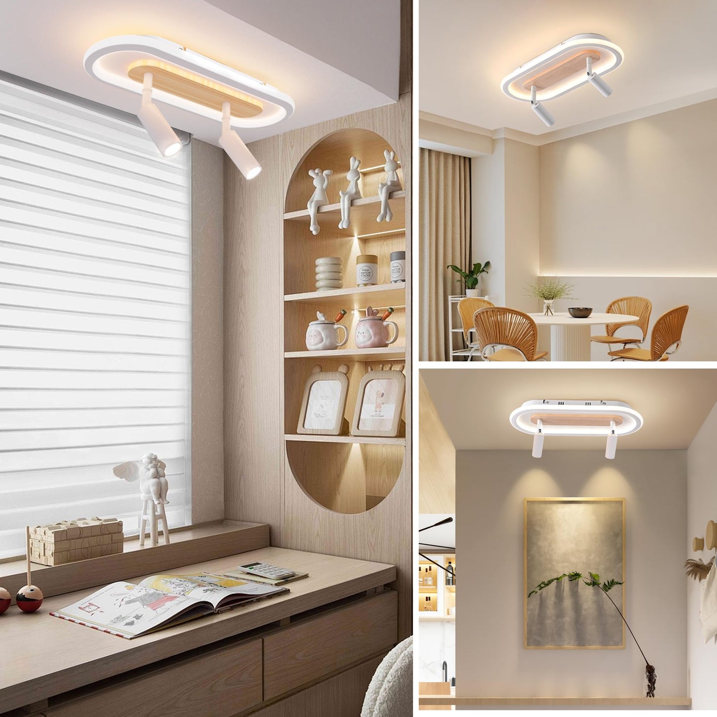 34 cm LED Ceiling Light Bedroom Wooden Children's Room Lamp Ceiling Star Children's Lamp Dimmable Ceiling Lamp for Children Lamp with Remote Control