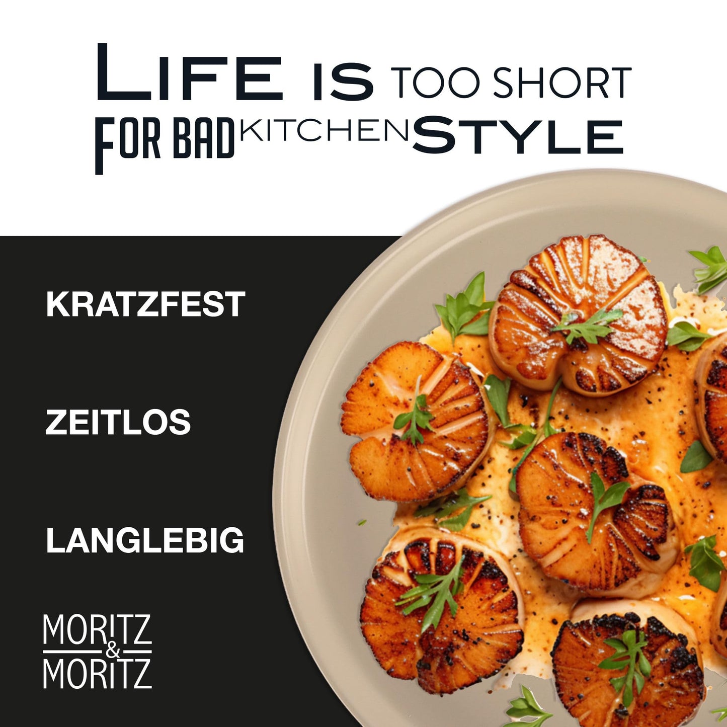 Moritz & Moritz Nordic Crockery Set for 6 People, 18-Piece Stoneware Crockery Set in Black, Scandinavian Design, Robust Plate Set for 6 People for Everyday Use and Guests, Crockery Sets