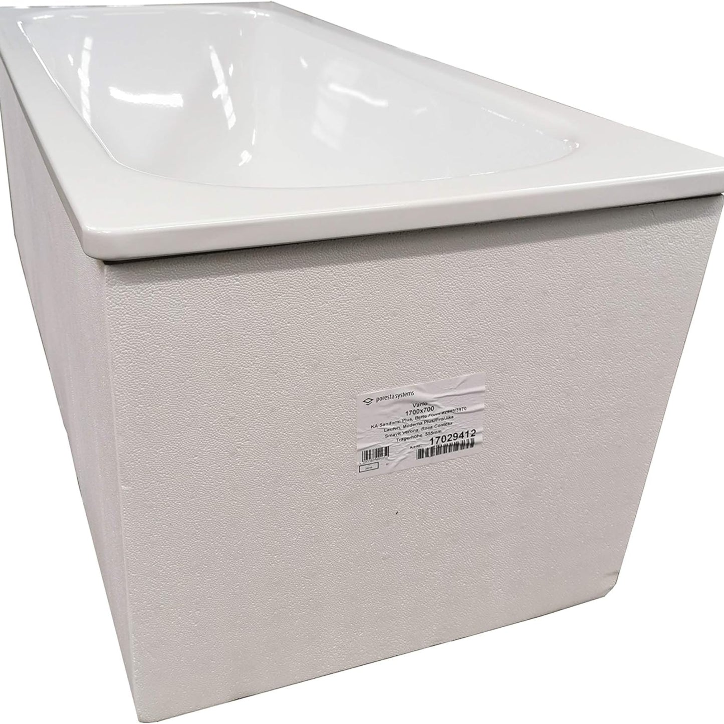 Complete Steel Bath Set 160 x 70 cm + Bath Support + Drain Fitting White