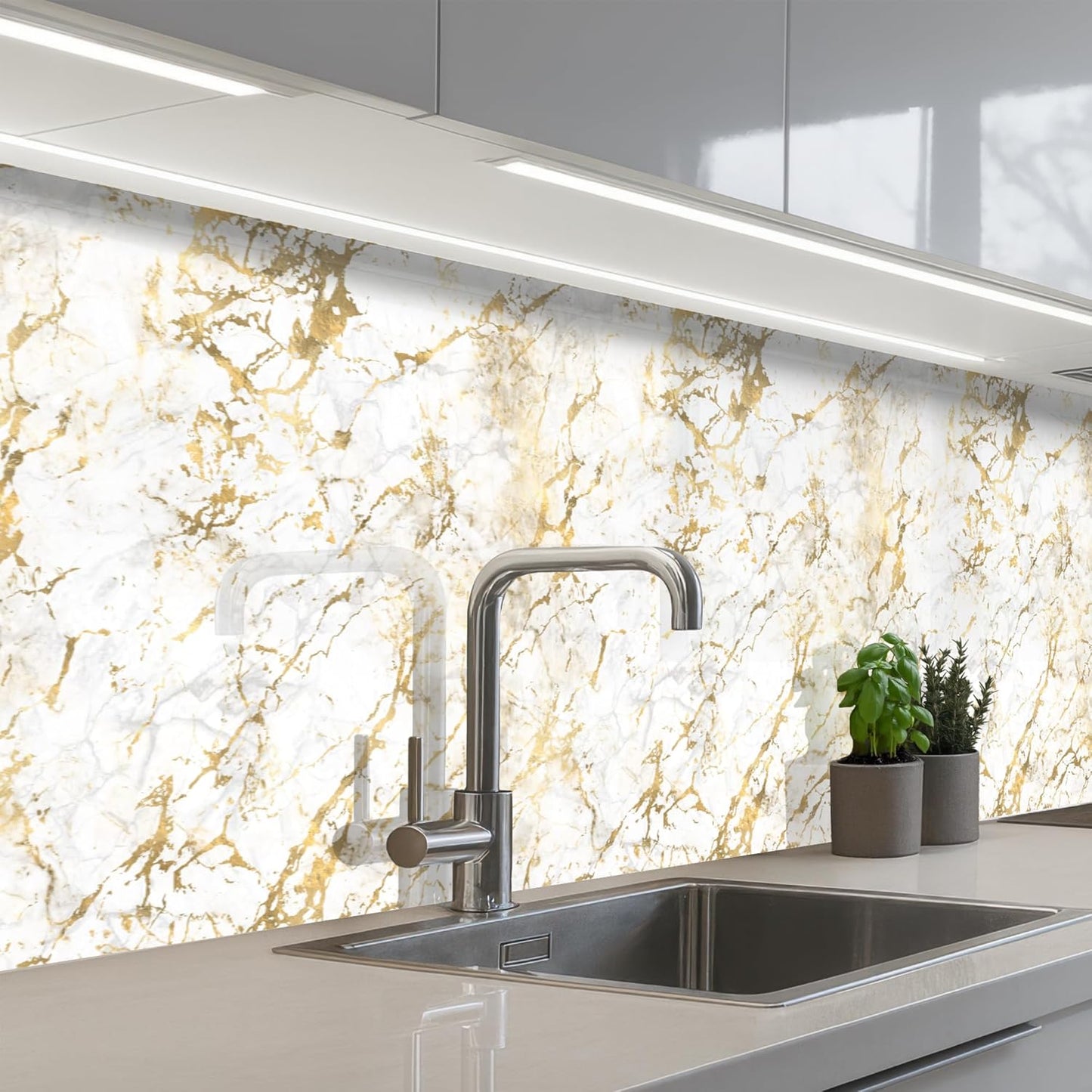 Back Wall Kitchen 60 x 80 cm Back Wall Protection Self-Adhesive Splash Guard Kitchen Back Wall Kitchen Front Kitchen Self-Adhesive Kitchen Back Walls Black - Marble - Gold - Nerf