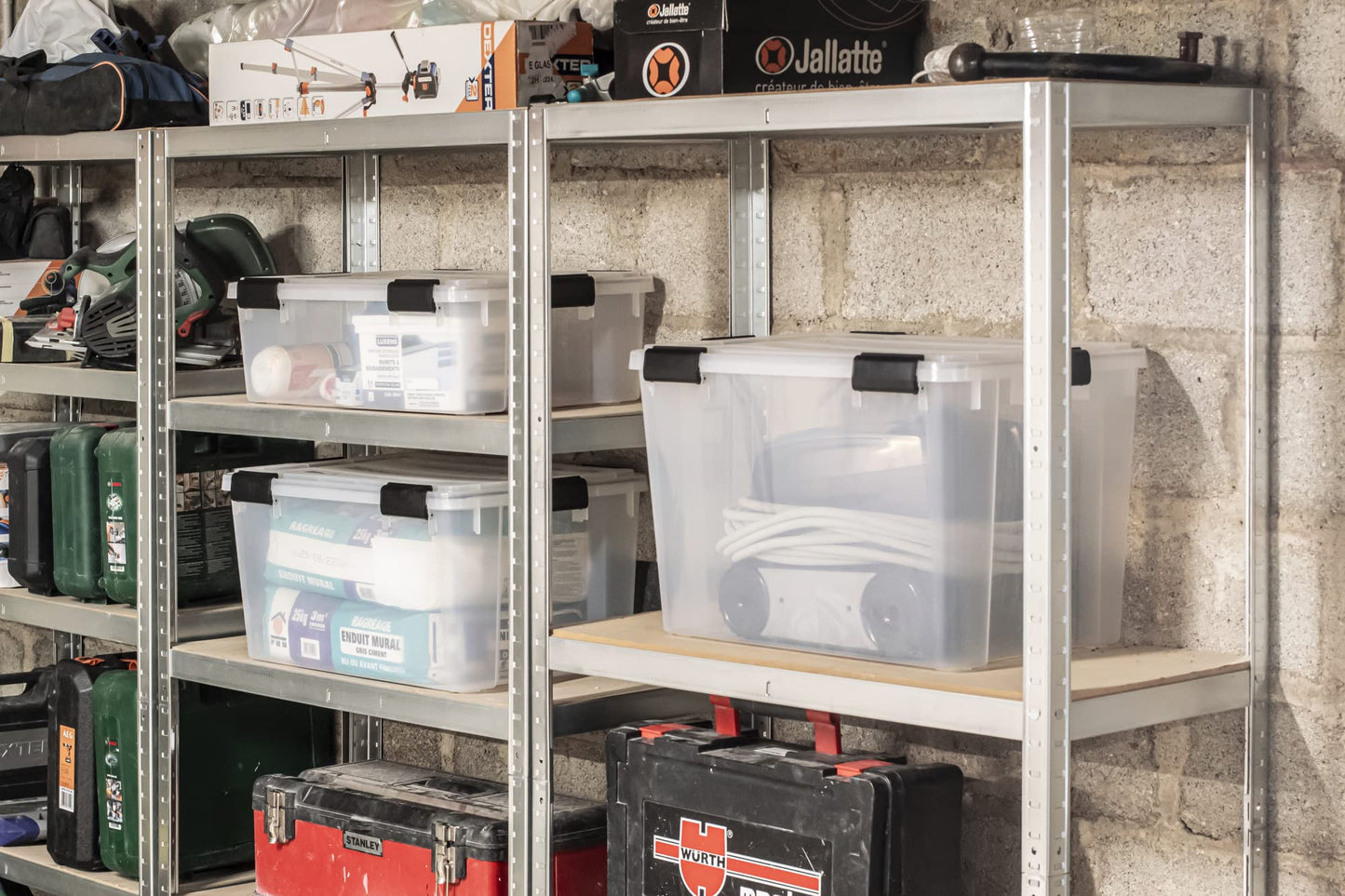 Iris Ohyama Airtight Plastic Storage Boxes with Lids, 20L, Set of 3, Black, Hermetic Waterproof Closure, Heavy Duty Snap Latches, Stackable, Dustproof, BPA-Free, DDAT-SD