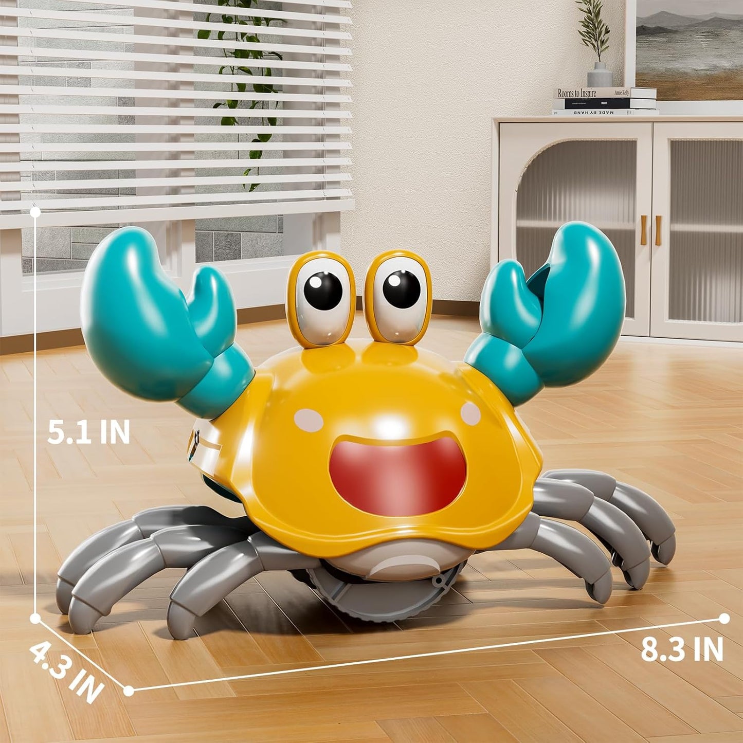 KukuFun Crawling Crab Baby Toy, Baby Belly Time Walking Dance Moving Crab Toy for Babies Girls Boys, Crawling Crab Baby Toy Toddler Birthday Gifts