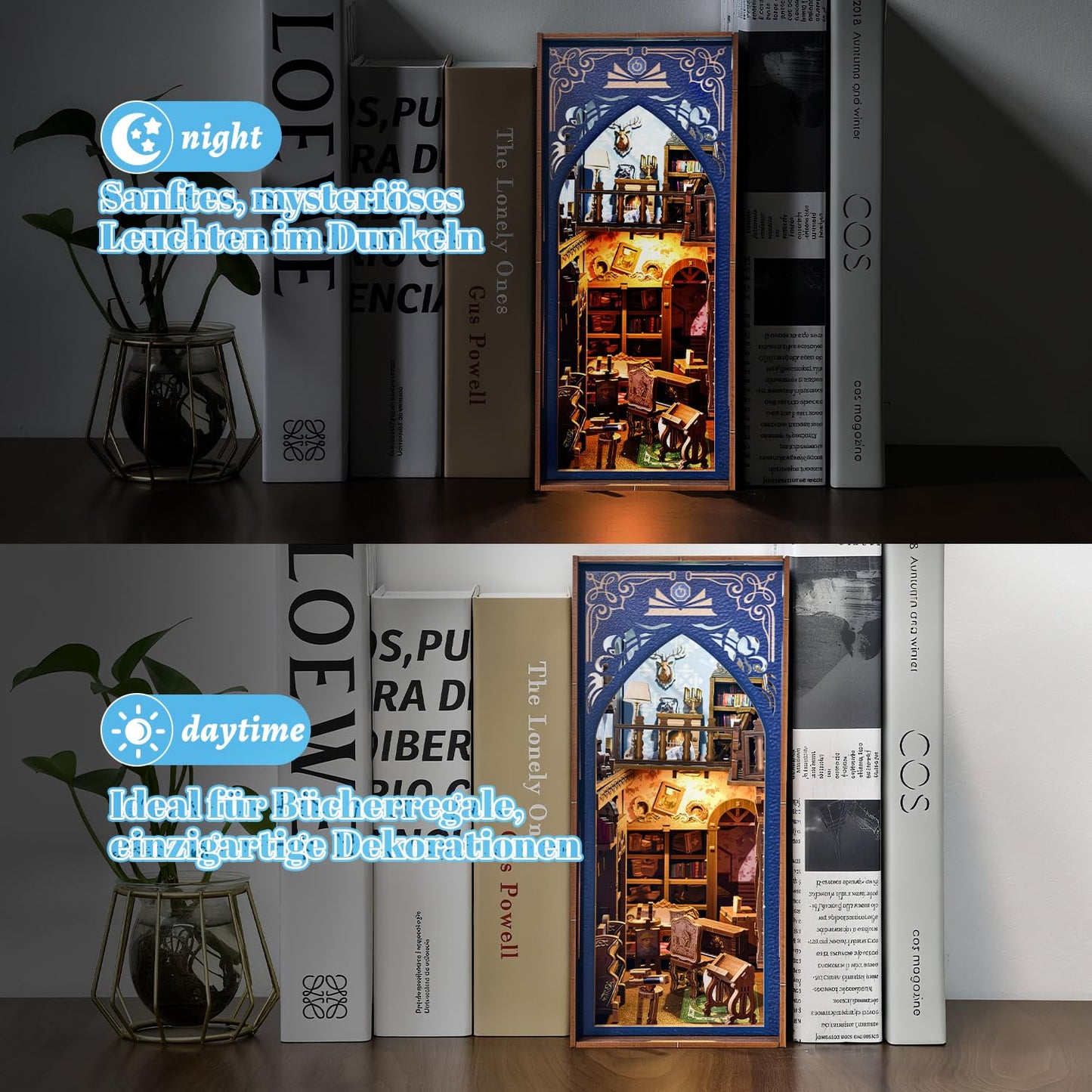 Book Nook Japan, Sakura Straße Booknook Japanischer Kit, 293PCS DIY Miniature House mit Licht, 3D Puzzle für Erwachsene und Heranwachsende, Japanische Deko Holzpuzzle Erwachsene Bücherregaldekoration