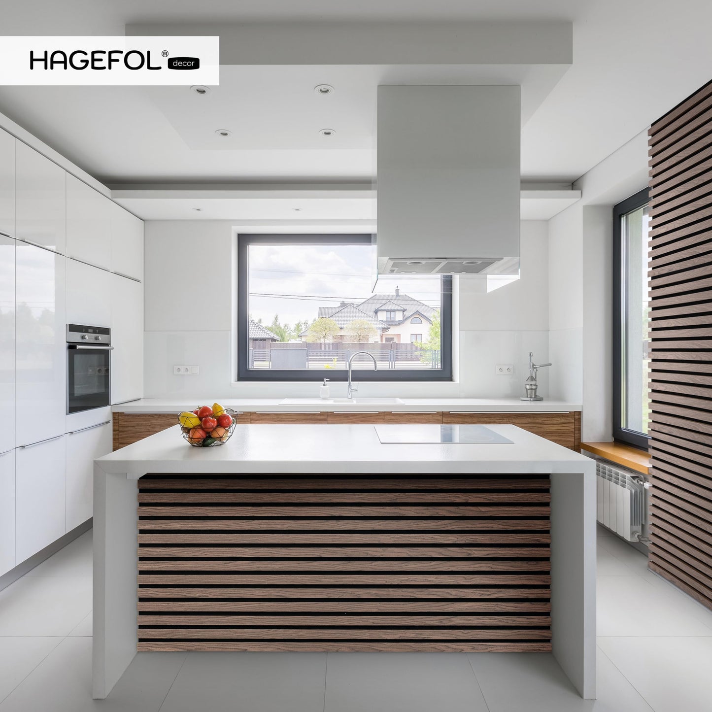 Acoustic Panels Wood 240 x 60 cm, Colour: Grey, Wall Panels Wood, 3D Slat Wall Made of Wood Veneer on Acoustic Felt, Acoustic Panels 2400 x 600 mm