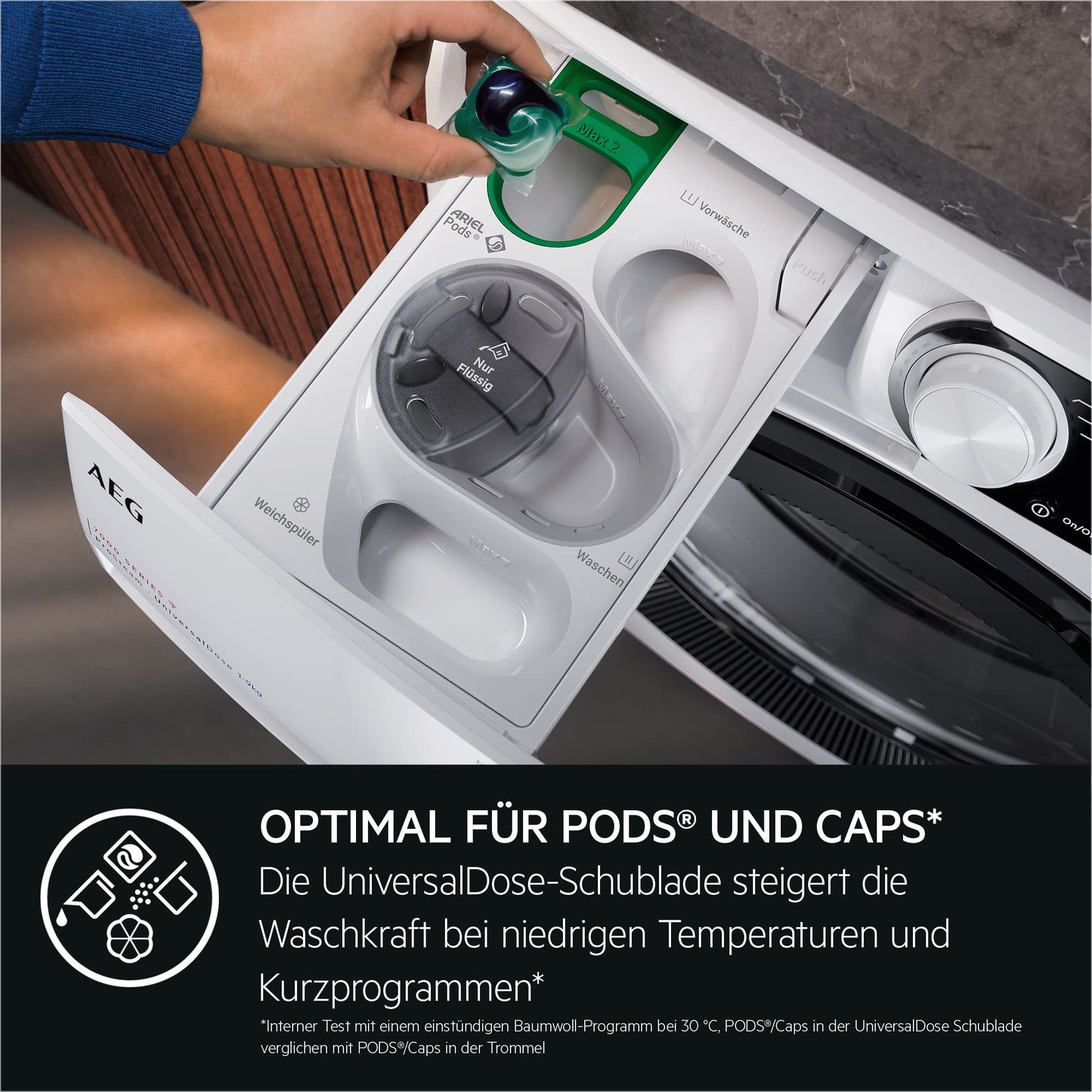 AEG L6AMZ49FL Washing Machine, Series 6000 with ProSense®, 9.0 kg, Quiet, Automatic Volume, Refill Function, Child Lock, Gentle Drum, Water Stop, 1400 rpm