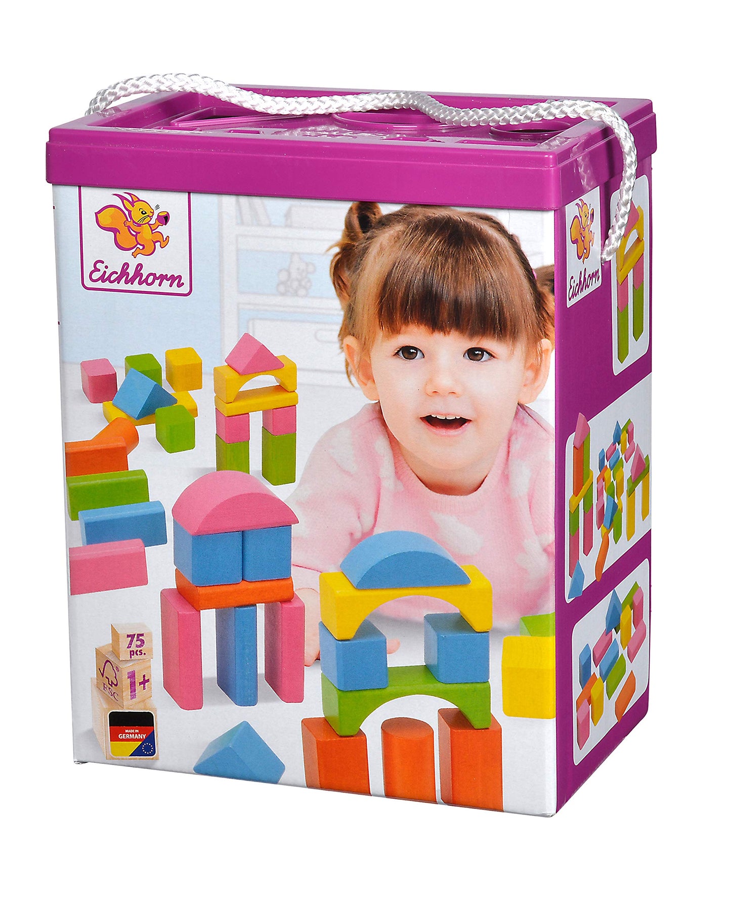 Eichhorn Colourful Wooden Building Blocks In One Shape, 25 mm