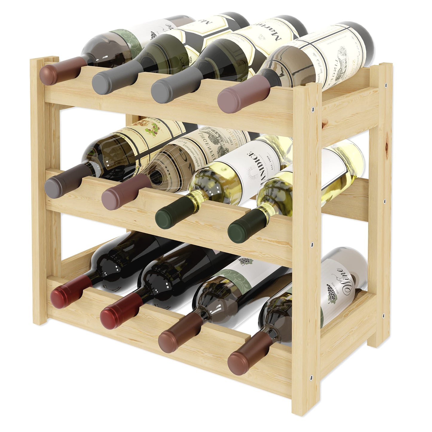 Lenmar, Wooden Wine Rack for Bottles, Natural, RW-1, Wine, Bottle Rack, Cellar Rack, Shelves, Bottle Holder (Natural, RW-1-42, 102 x 63 x 25, Brown, Holds 42 Bottles)