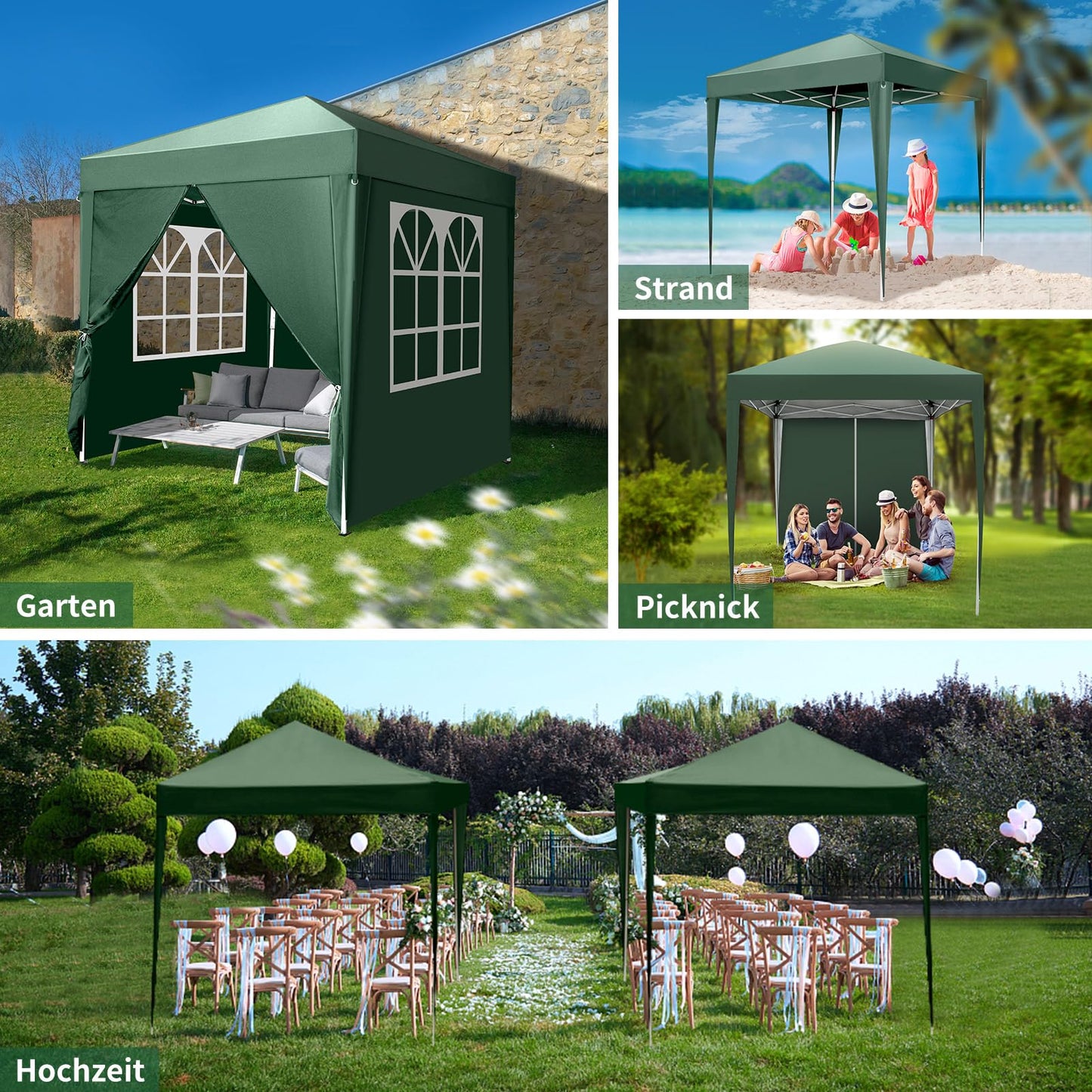 Gazebo 3 x 6 m, Folding Gazebo, Waterproof, Stable, Winterproof, UV Protection 50+, 420D Oxford, Foldable Height Adjustable, Party Tent, Garden Tent, for Garden, Camping, Outdoor, Black, 6