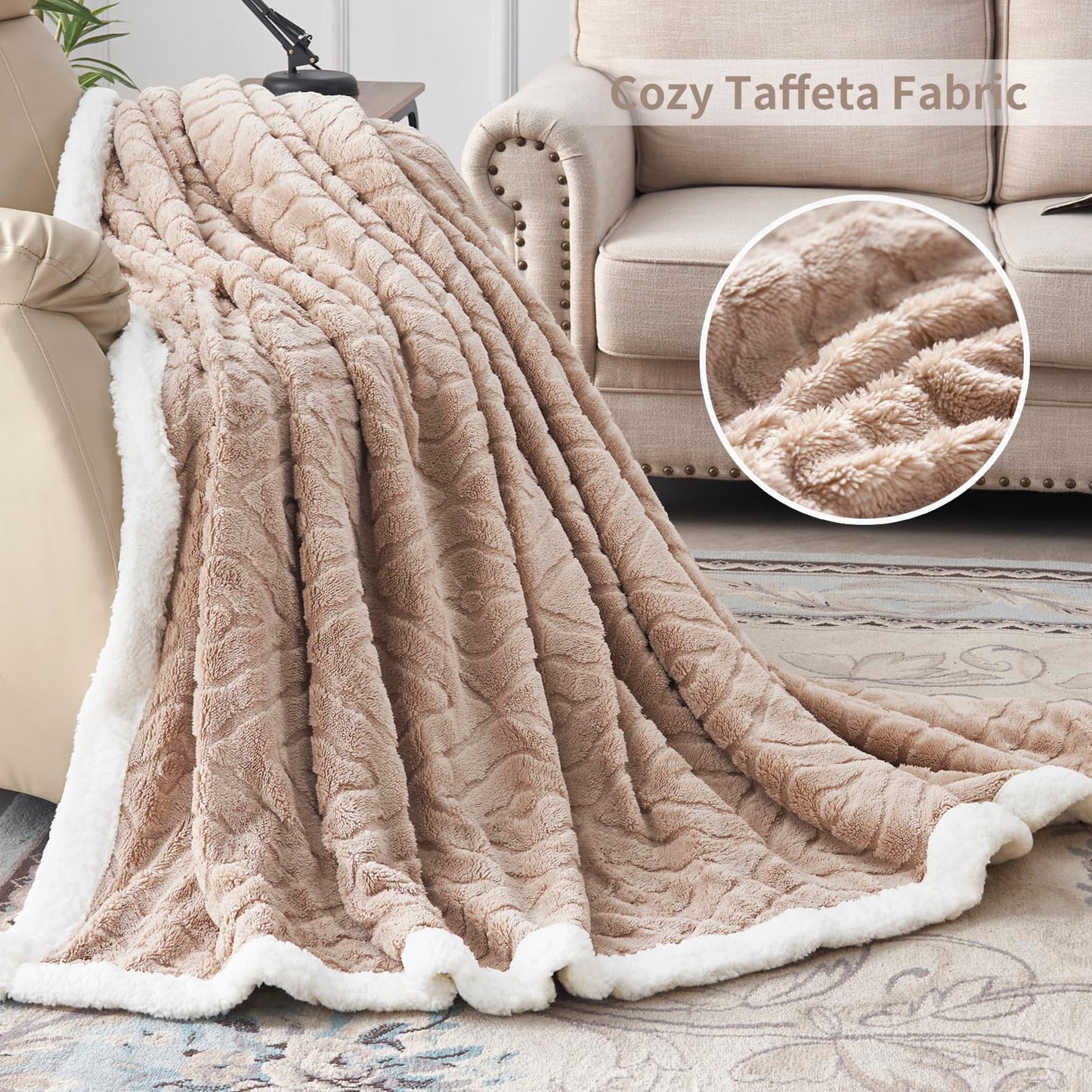 EAQ Cuddly Fluffy Sherpa Flannel Sofa Throw Blanket Sofa Blanket Double Face Extra Soft Living Room Sofa Throw Couch Blanket for Bed Sofa (Grey, 150 x 200 cm)